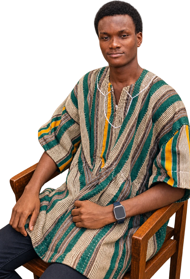 Benedict seated in traditional clothing